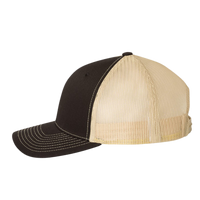 Richardson Snapback Trucker Cap, Black / Vegas Gold / Vegas Gold, Left Side view