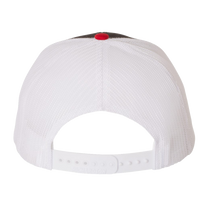 Richardson Snapback Trucker Cap, Black / White / Red, Back view