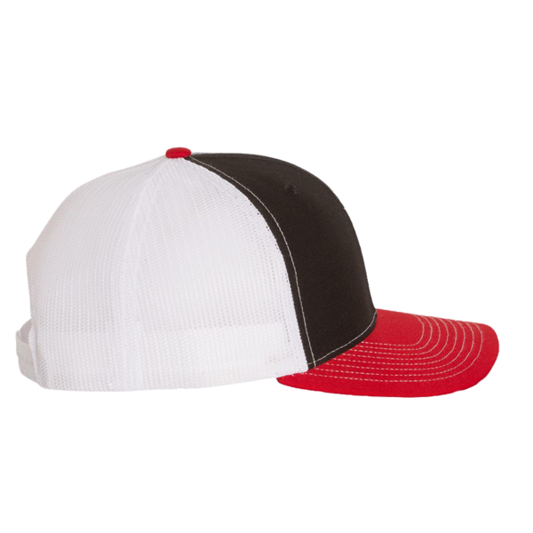 Richardson Snapback Trucker Cap, Black / White / Red, Right Side view