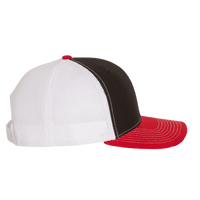 Richardson Snapback Trucker Cap, Black / White / Red, Right Side view