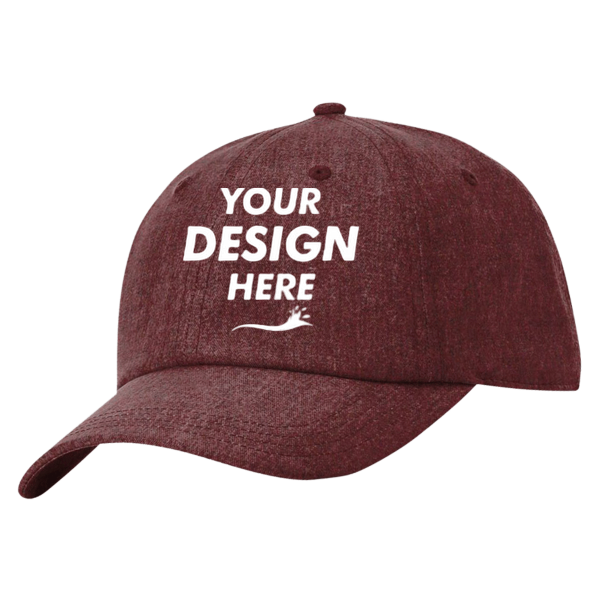 Richardson Sustainable Performance Cap, Heather Maroon, Front view, Mockup