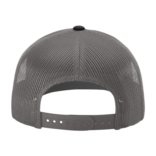 Richardson Sustainable Trucker Cap, Black / Charcoal, Back view