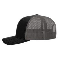 Richardson Sustainable Trucker Cap, Black / Charcoal, Left Side view