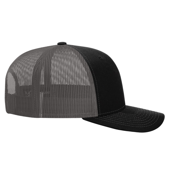 Richardson Sustainable Trucker Cap, Black / Charcoal, Right Side view