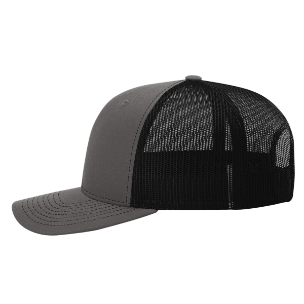Richardson Sustainable Trucker Cap, Charcoal / Black, Left Side view