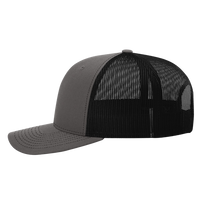 Richardson Sustainable Trucker Cap, Charcoal / Black, Left Side view