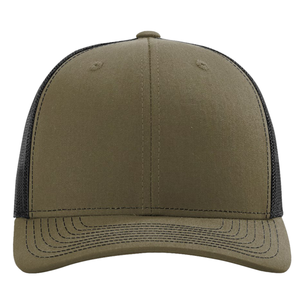 Richardson Sustainable Trucker Cap, Loden / Black, Front view