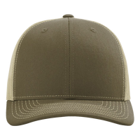 Richardson Sustainable Trucker Cap, Loden / Khaki, Front view