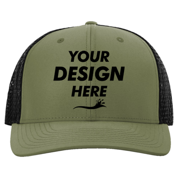 Richardson Tilikum Cap, Olive / Black, Front view, Mockup