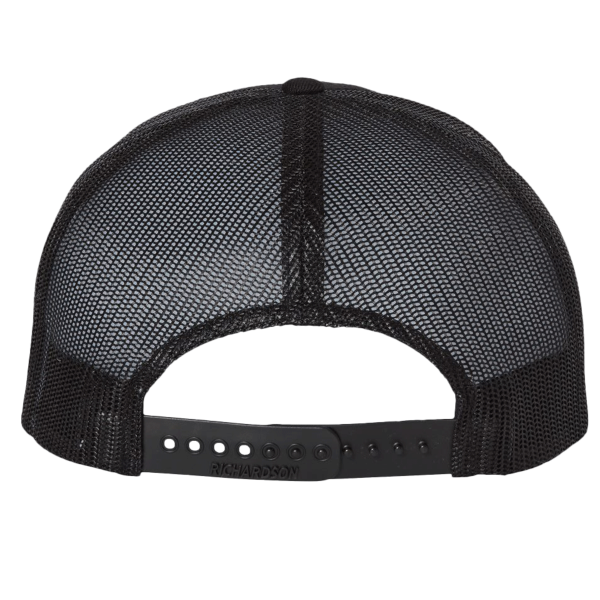 Richardson Wool Blend Flat Bill Trucker Cap, Black / Black / Black, Back view