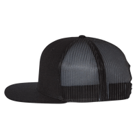 Richardson Wool Blend Flat Bill Trucker Cap, Black / Black / Black, Left Side view