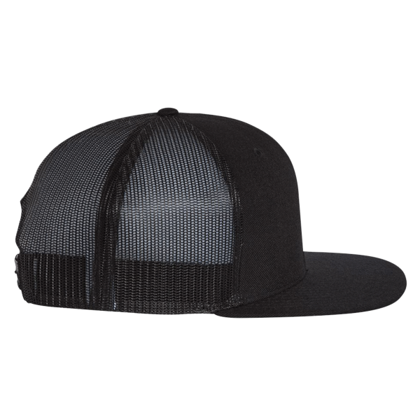 Richardson Wool Blend Flat Bill Trucker Cap, Black / Black / Black, Right Side view