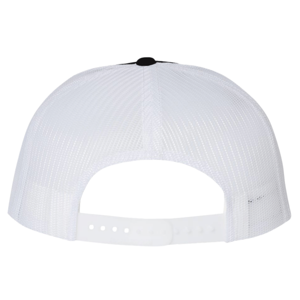 Richardson Wool Blend Flat Bill Trucker Cap, Black / White / White, Back view