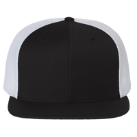 Richardson Wool Blend Flat Bill Trucker Cap, Black / White / White, Front view