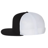 Richardson Wool Blend Flat Bill Trucker Cap, Black / White / White, Left Side view