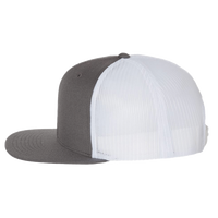 Richardson Wool Blend Flat Bill Trucker Cap, Charcoal / White / White, Left Side view