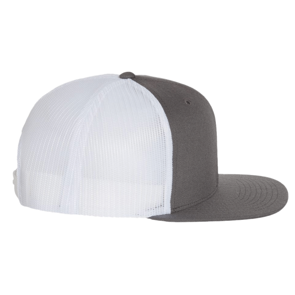 Richardson Wool Blend Flat Bill Trucker Cap, Charcoal / White / White, Right Side view