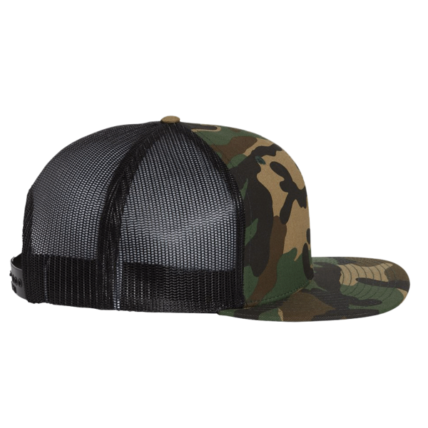 Richardson Wool Blend Flat Bill Trucker Cap, Green Camo / Black / Black, Right Side view