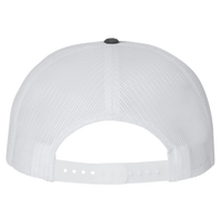 Richardson Wool Blend Flat Bill Trucker Cap, Heather Charcoal / White / White, Back view