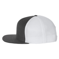 Richardson Wool Blend Flat Bill Trucker Cap, Heather Charcoal / White / White, Left Side view