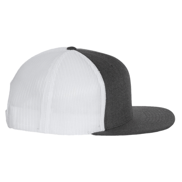 Richardson Wool Blend Flat Bill Trucker Cap, Heather Charcoal / White / White, Right Side view