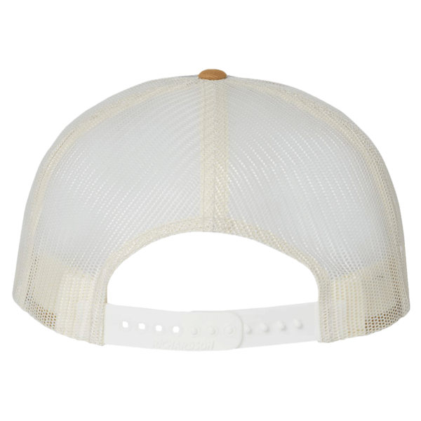 Richardson Wool Blend Flat Bill Trucker Cap, Heather Grey / Birch / Biscuit, Back view