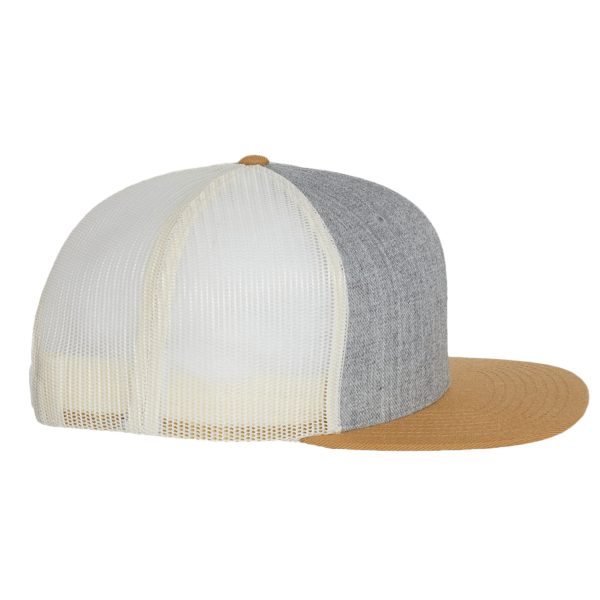 Richardson Wool Blend Flat Bill Trucker Cap, Heather Grey / Birch / Biscuit, Right Side view