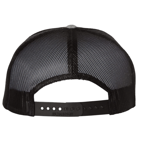 Richardson Wool Blend Flat Bill Trucker Cap, Heather Grey / Black / Black, Back view