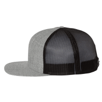 Richardson Wool Blend Flat Bill Trucker Cap, Heather Grey / Black / Black, Left Side view