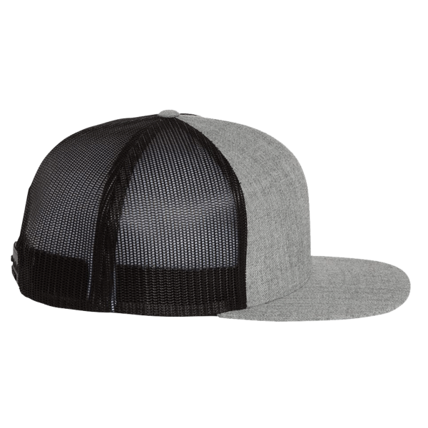 Richardson Wool Blend Flat Bill Trucker Cap, Heather Grey / Black / Black, Right Side view