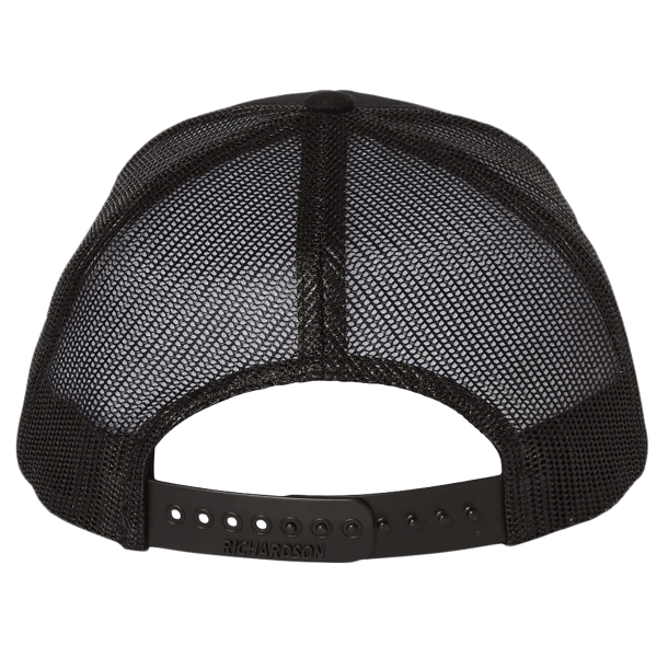 Richardson Youth Trucker Snapback Cap, Black / Black, Back view