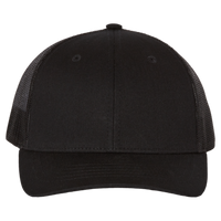 Richardson Youth Trucker Snapback Cap, Black / Black, Front view