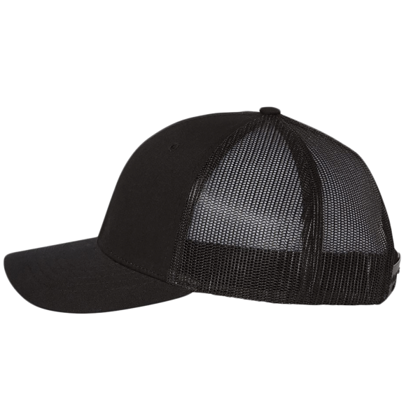 Richardson Youth Trucker Snapback Cap, Black / Black, Left Side view