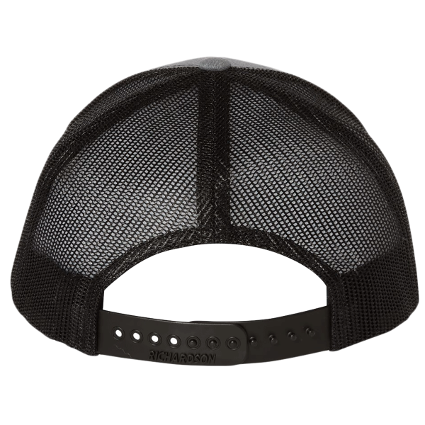 Richardson Youth Trucker Snapback Cap, Heather Grey / Black, Back view