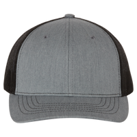 Richardson Youth Trucker Snapback Cap, Heather Grey / Black, Front view
