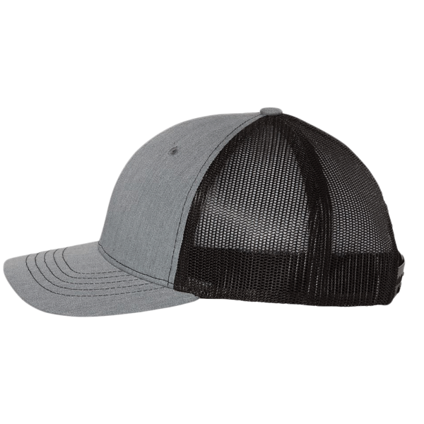 Richardson Youth Trucker Snapback Cap, Heather Grey / Black, Left Side view