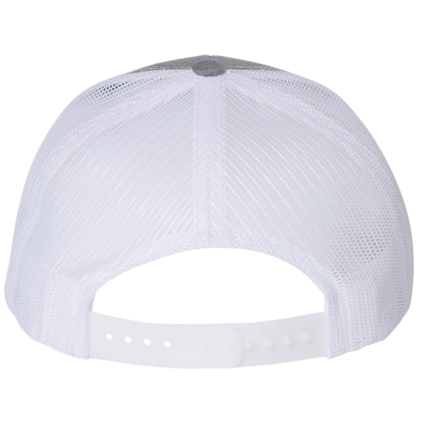Richardson Youth Trucker Snapback Cap, Heather Grey / White, Back view