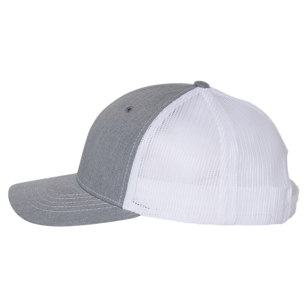 Richardson Youth Trucker Snapback Cap, Heather Grey / White, Left Side view