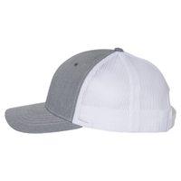 Richardson Youth Trucker Snapback Cap, Heather Grey / White, Left Side view