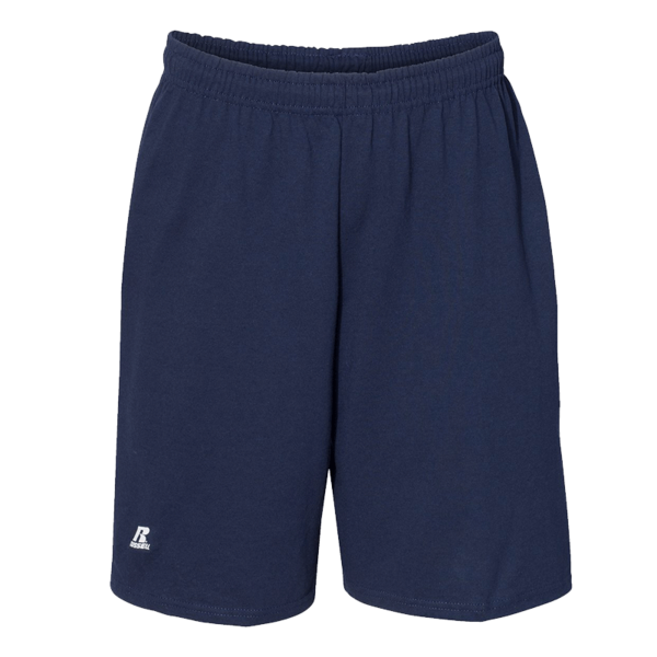 Russell Athletic Men's Cotton Classic Jersey Shorts with Pockets, Navy, Front view