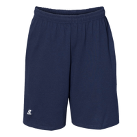 Russell Athletic Men's Cotton Classic Jersey Shorts with Pockets, Navy, Front view