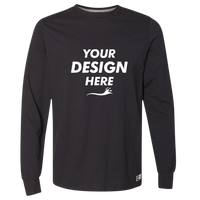 Russell Athletic Unisex Dri Power® CVC Performance Long Sleeve T-Shirt, Black, Front view, Mockup