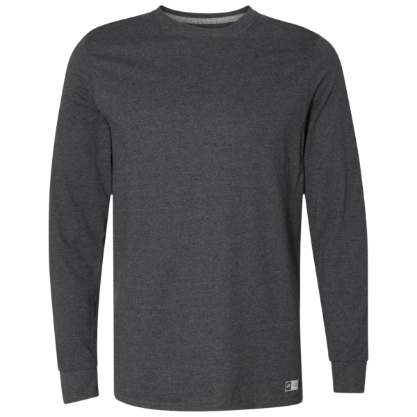 Russell Athletic Unisex Dri Power® CVC Performance Long Sleeve T-Shirt, Black Heather, Front view