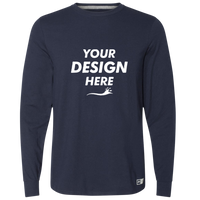 Russell Athletic Unisex Dri Power® CVC Performance Long Sleeve T-Shirt, Navy, Front view, Mockup