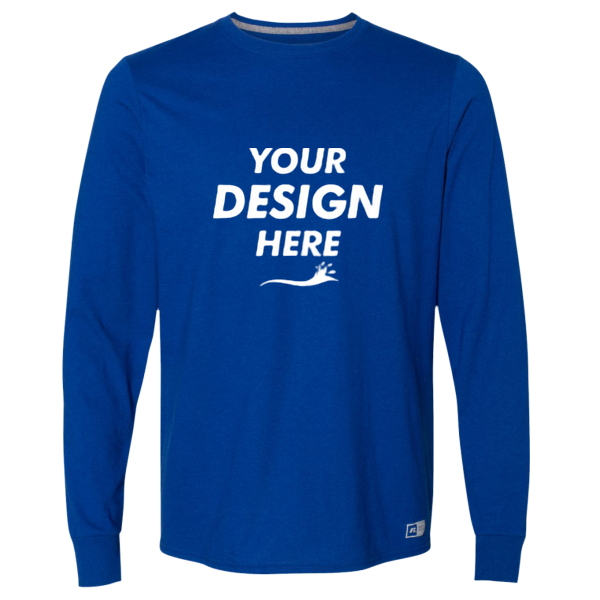 Russell Athletic Unisex Dri Power® CVC Performance Long Sleeve T-Shirt, Royal, Front view, Mockup