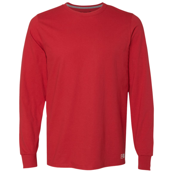 Russell Athletic Unisex Dri Power® CVC Performance Long Sleeve T-Shirt, True Red, Front view