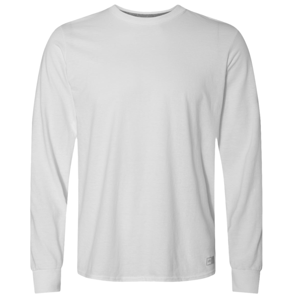Russell Athletic Unisex Dri Power® CVC Performance Long Sleeve T-Shirt, White, Front view