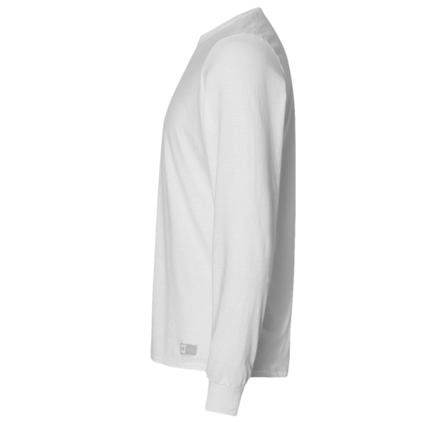 Russell Athletic Unisex Dri Power® CVC Performance Long Sleeve T-Shirt, White, Left Sleeve view