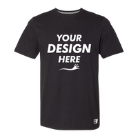 Russell Athletic Unisex Dri Power® CVC Performance T-Shirt, Black, Front view, Mockup