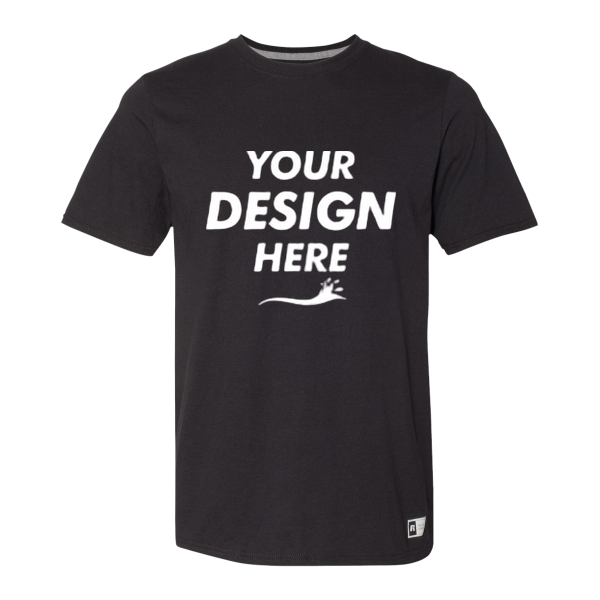 Russell Athletic Unisex Dri Power® CVC Performance T-Shirt, Black, Front view, Mockup